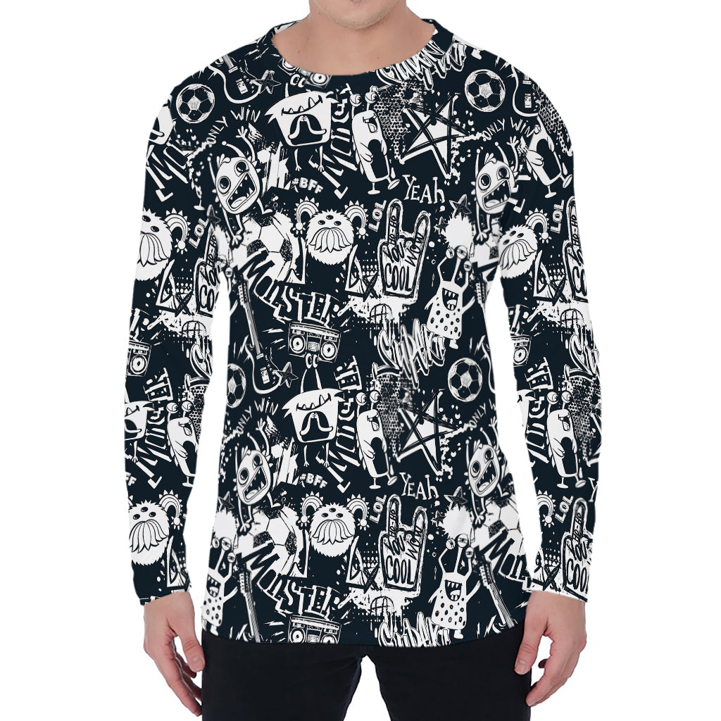 Graffiti Monster Characters Print Men's Long Sleeve T-Shirt