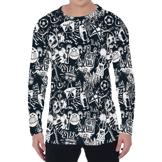 Graffiti Monster Characters Print Men's Long Sleeve T-Shirt