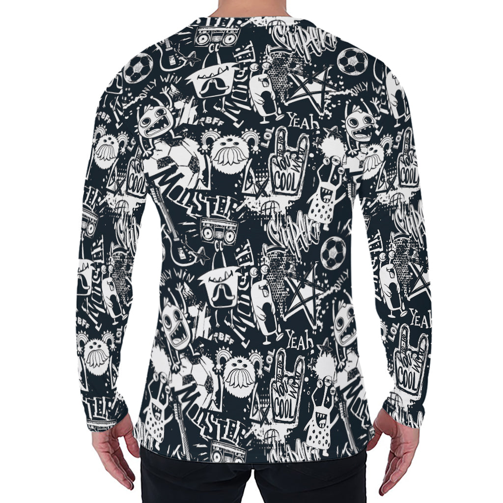 Graffiti Monster Characters Print Men's Long Sleeve T-Shirt