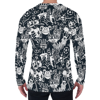 Graffiti Monster Characters Print Men's Long Sleeve T-Shirt