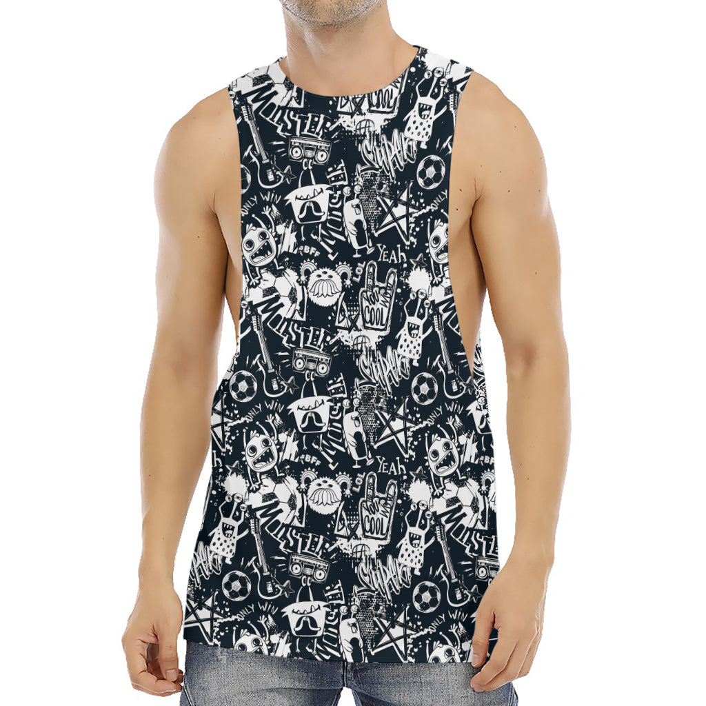 Graffiti Monster Characters Print Men's Muscle Tank Top
