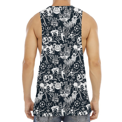 Graffiti Monster Characters Print Men's Muscle Tank Top