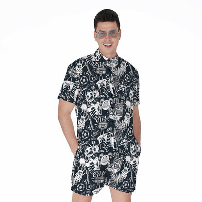 Graffiti Monster Characters Print Men's Rompers