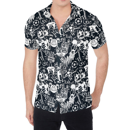 Graffiti Monster Characters Print Men's Shirt