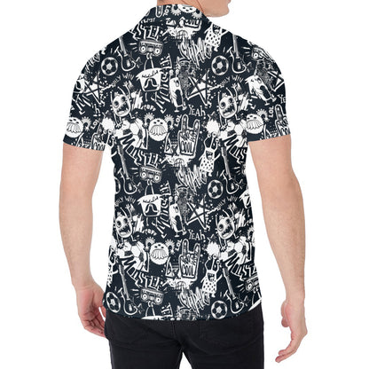 Graffiti Monster Characters Print Men's Shirt
