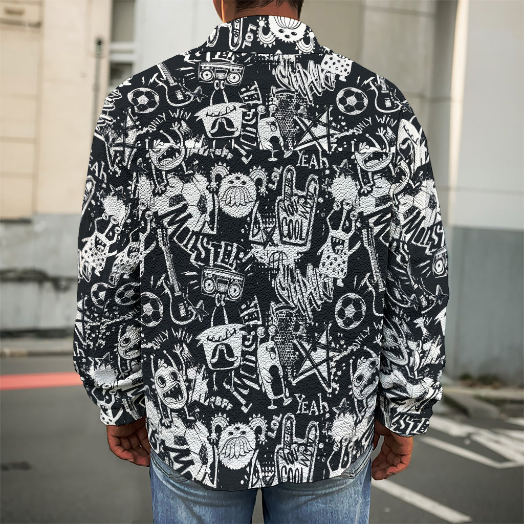 Graffiti Monster Characters Print Men's Shirt Jacket