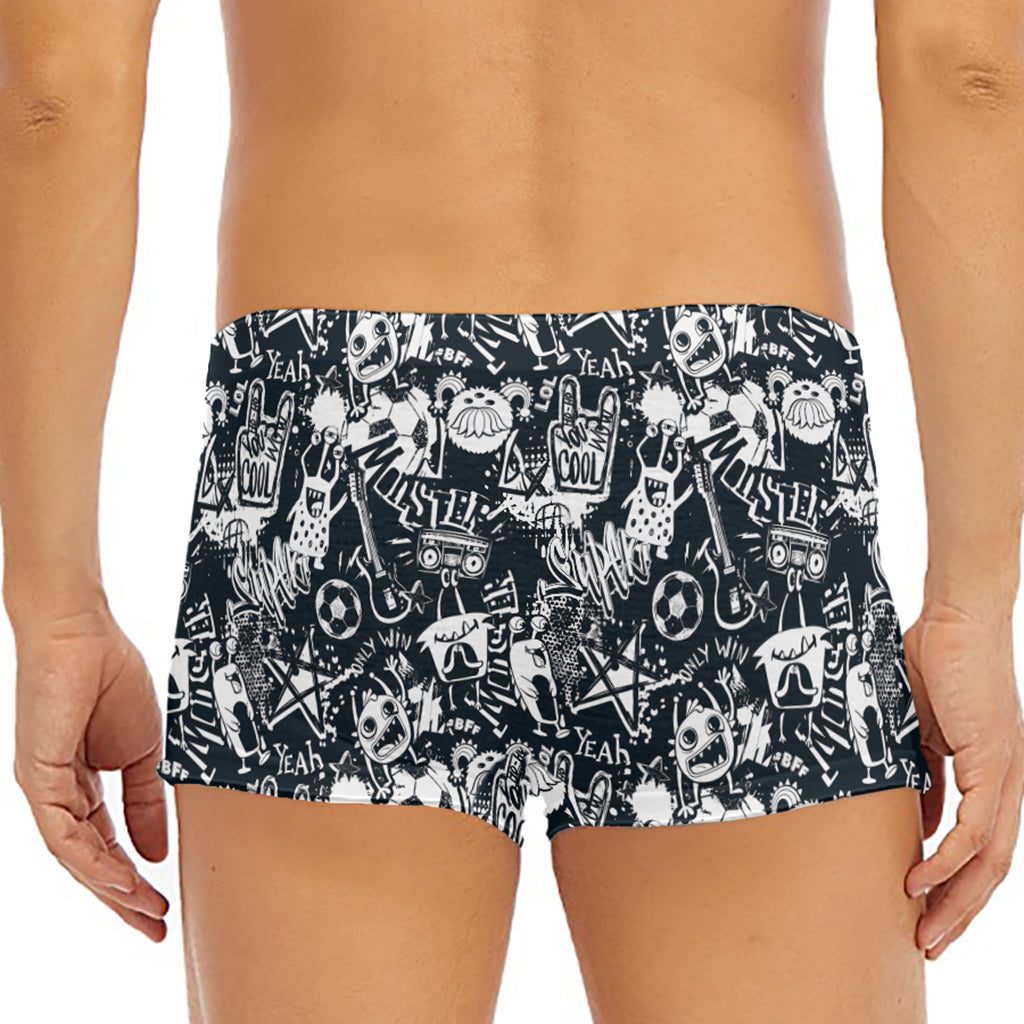 Graffiti Monster Characters Print Men's Short Boxer Briefs