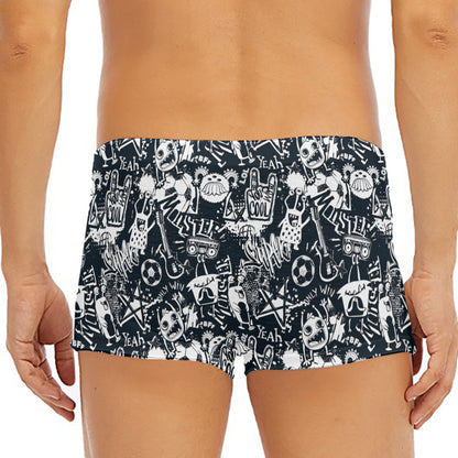 Graffiti Monster Characters Print Men's Short Boxer Briefs