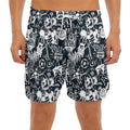 Graffiti Monster Characters Print Men's Split Running Shorts