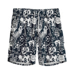 Graffiti Monster Characters Print Men's Sports Shorts