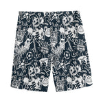 Graffiti Monster Characters Print Men's Sports Shorts