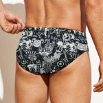 Graffiti Monster Characters Print Men's Swim Briefs