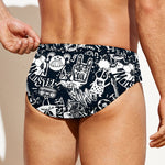 Graffiti Monster Characters Print Men's Swim Briefs