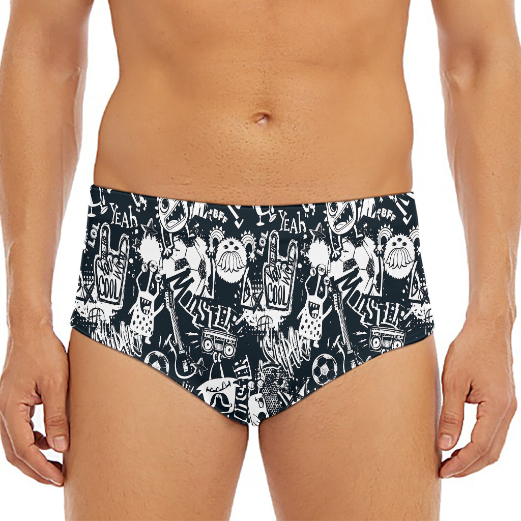 Graffiti Monster Characters Print Men's Triangle Swim Briefs