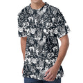 Graffiti Monster Characters Print Men's Velvet T-Shirt