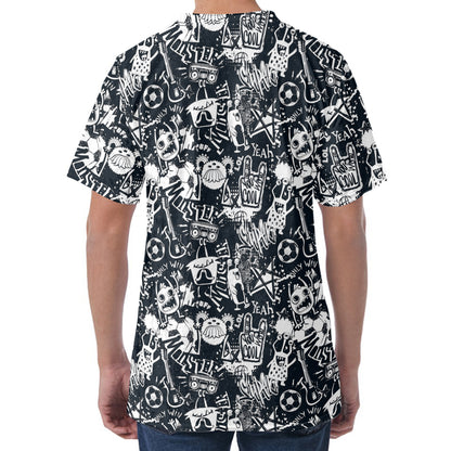 Graffiti Monster Characters Print Men's Velvet T-Shirt