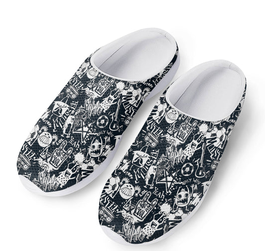 Graffiti Monster Characters Print Mesh Casual Shoes