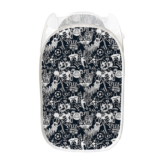 Graffiti Monster Characters Print Mesh Laundry Hamper