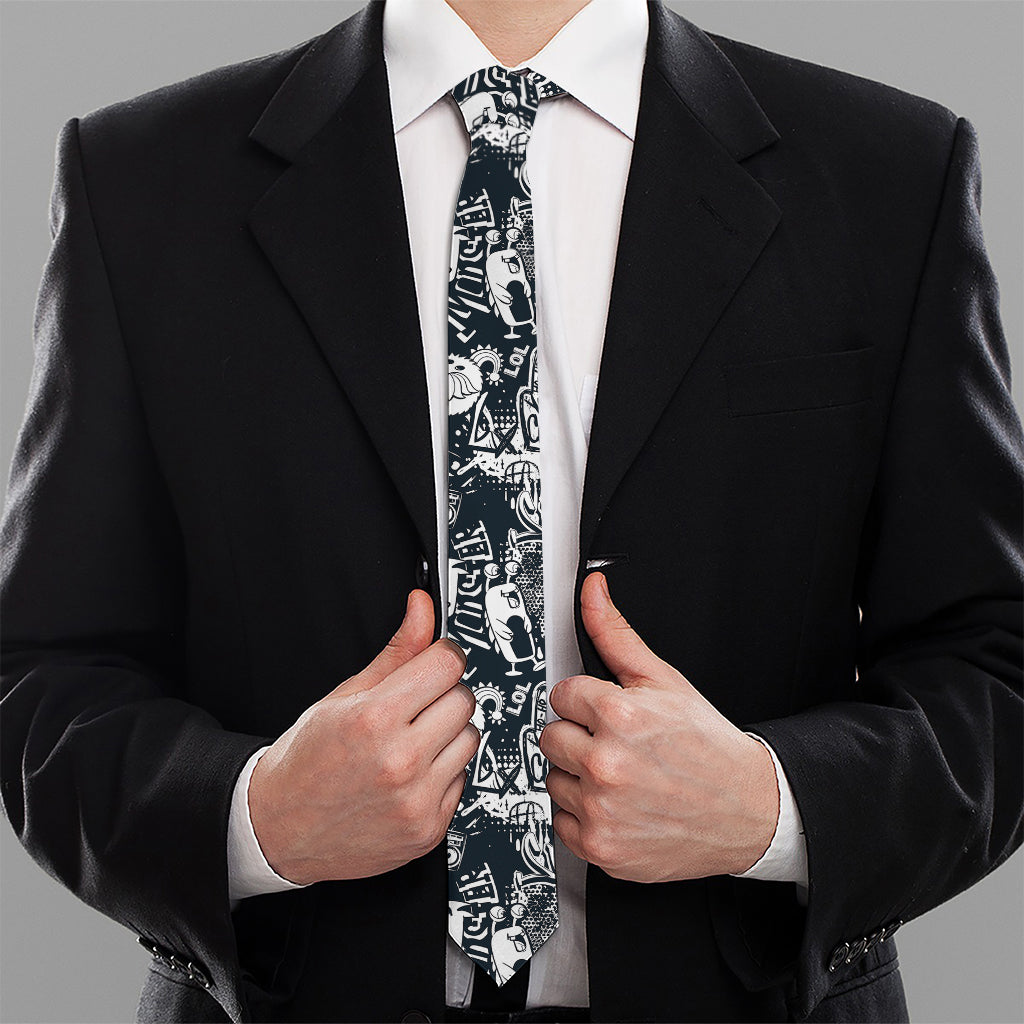 Graffiti Monster Characters Print Necktie