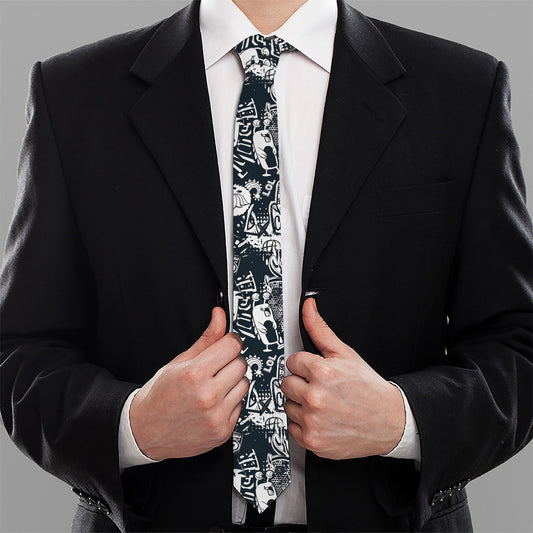 Graffiti Monster Characters Print Necktie
