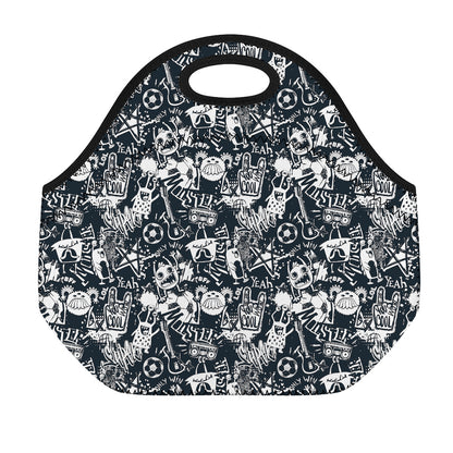 Graffiti Monster Characters Print Neoprene Lunch Bag