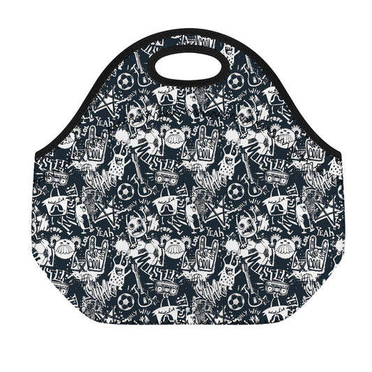 Graffiti Monster Characters Print Neoprene Lunch Bag