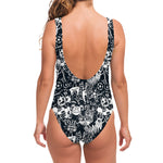Graffiti Monster Characters Print One Piece Swimsuit
