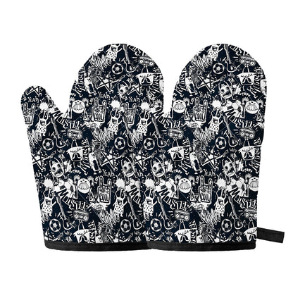 Graffiti Monster Characters Print Oven Mitts