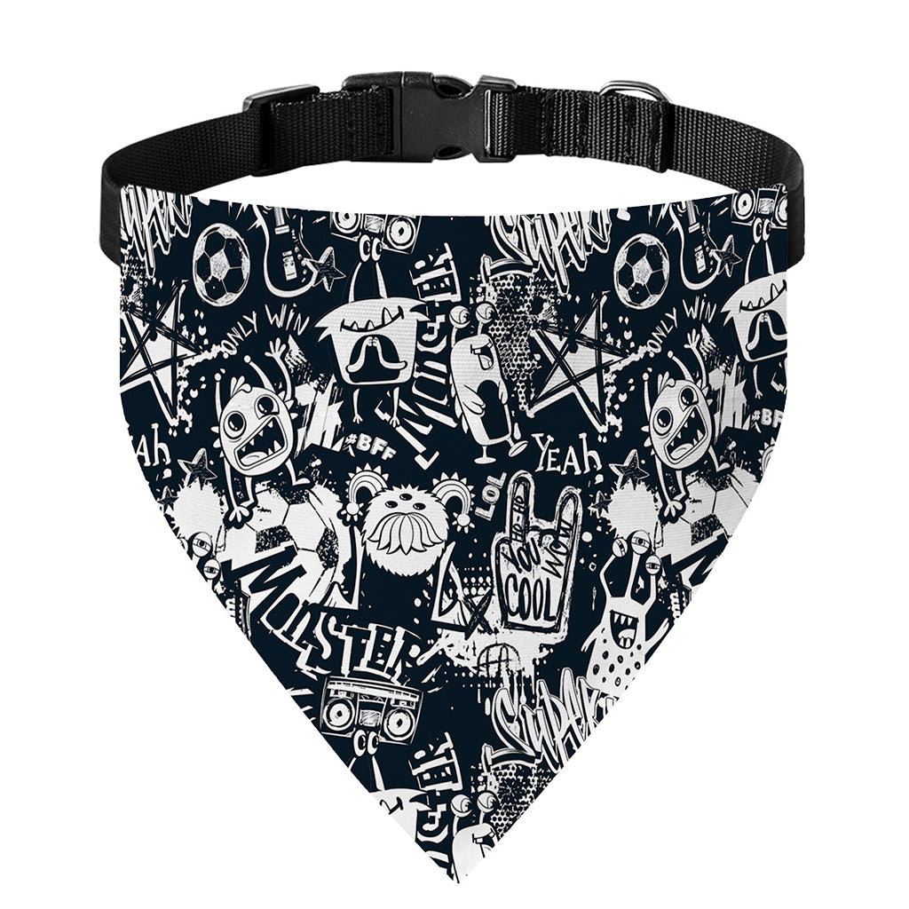 Graffiti Monster Characters Print Over The Collar Dog Bandana