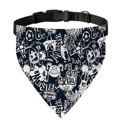 Graffiti Monster Characters Print Over The Collar Dog Bandana