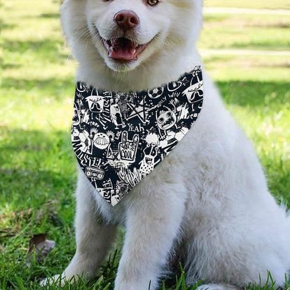 Graffiti Monster Characters Print Over The Collar Dog Bandana