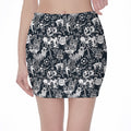 Graffiti Monster Characters Print Pencil Mini Skirt