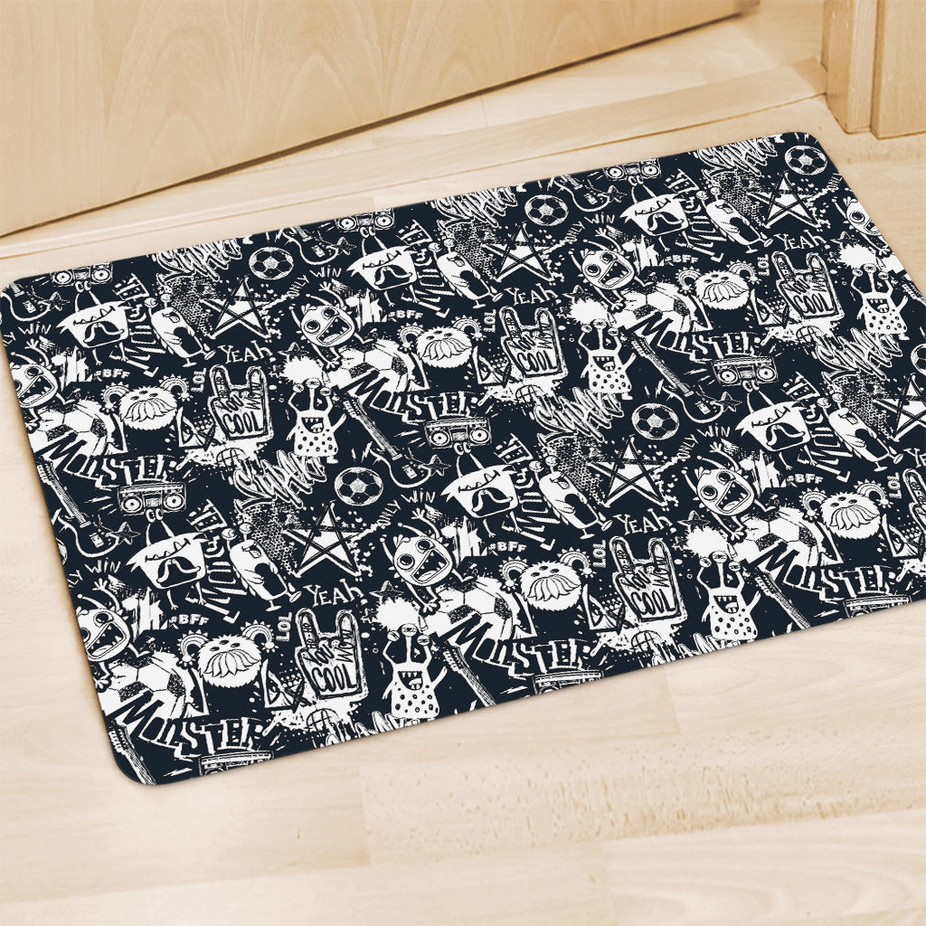 Graffiti Monster Characters Print Polyester Doormat