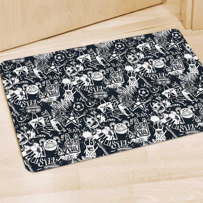 Graffiti Monster Characters Print Polyester Doormat