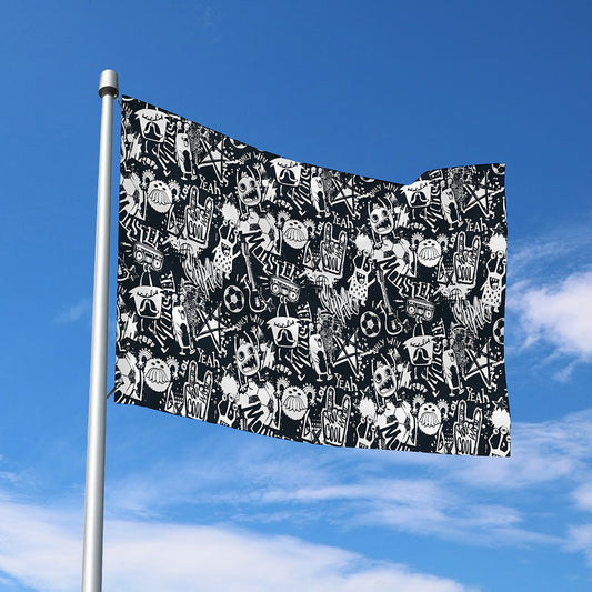 Graffiti Monster Characters Print Polyester Flag