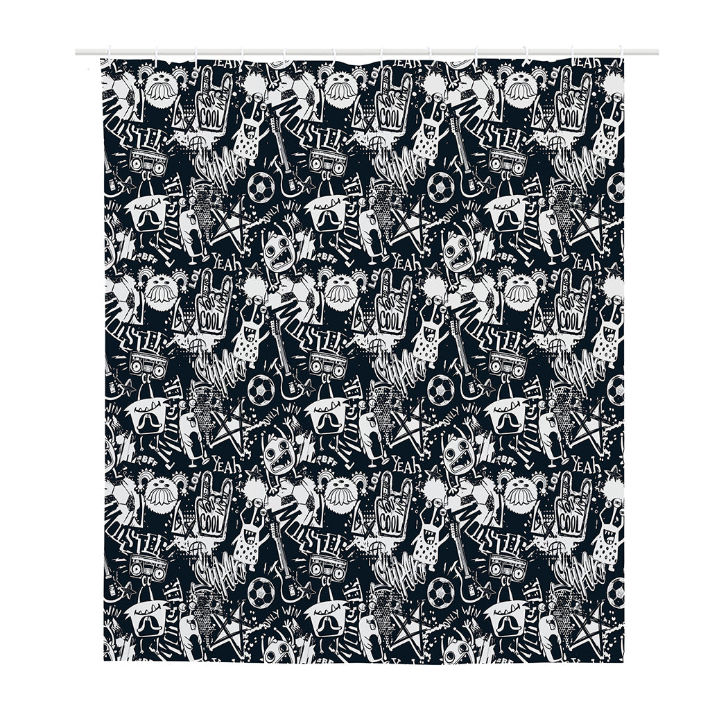 Graffiti Monster Characters Print Polyester Shower Curtain