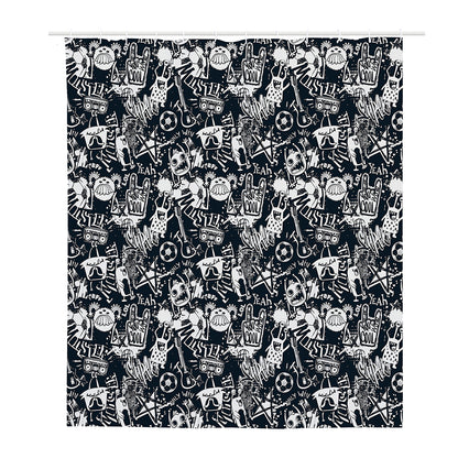Graffiti Monster Characters Print Polyester Shower Curtain