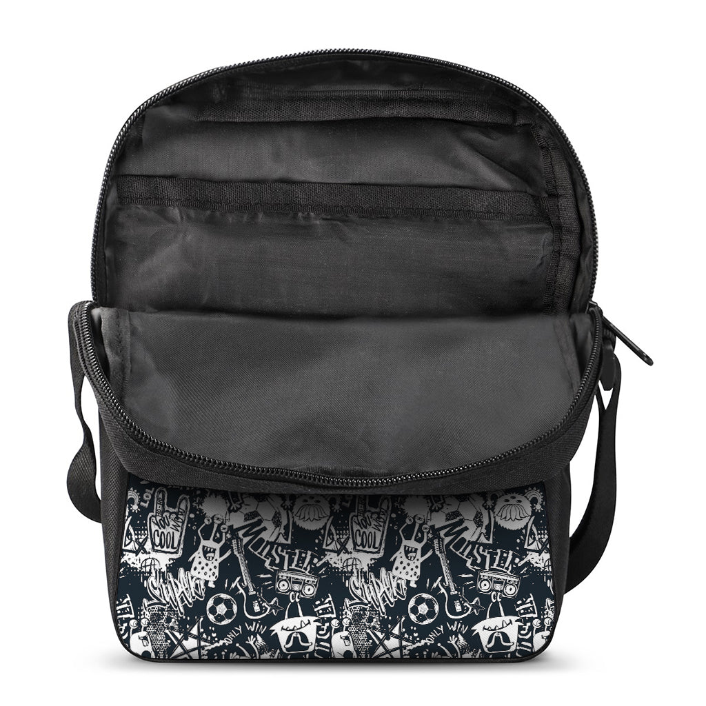 Graffiti Monster Characters Print Rectangular Crossbody Bag