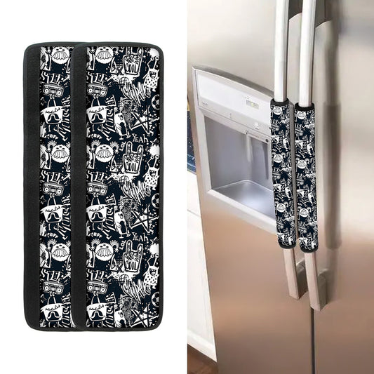Graffiti Monster Characters Print Refrigerator Handle Covers