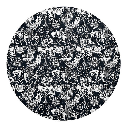 Graffiti Monster Characters Print Round Blanket