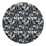 Graffiti Monster Characters Print Round Blanket
