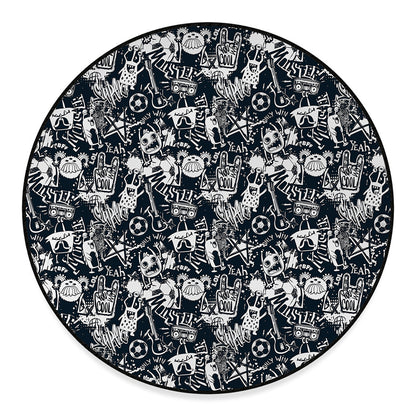 Graffiti Monster Characters Print Round Floor Mat