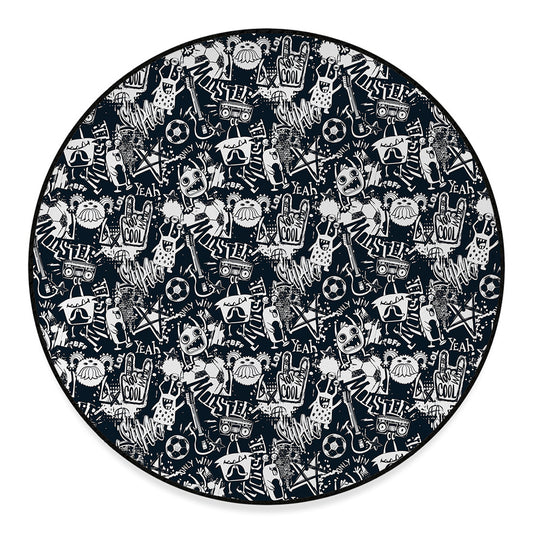 Graffiti Monster Characters Print Round Floor Mat