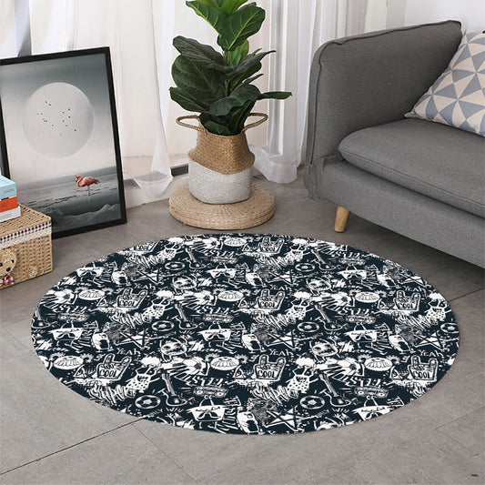 Graffiti Monster Characters Print Round Rug