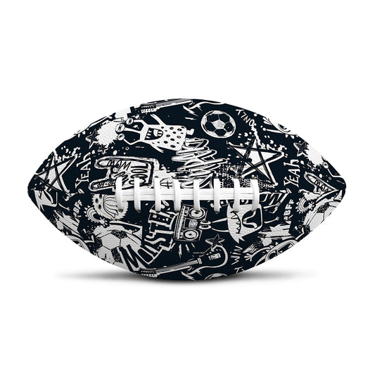 Graffiti Monster Characters Print Rugby Ball
