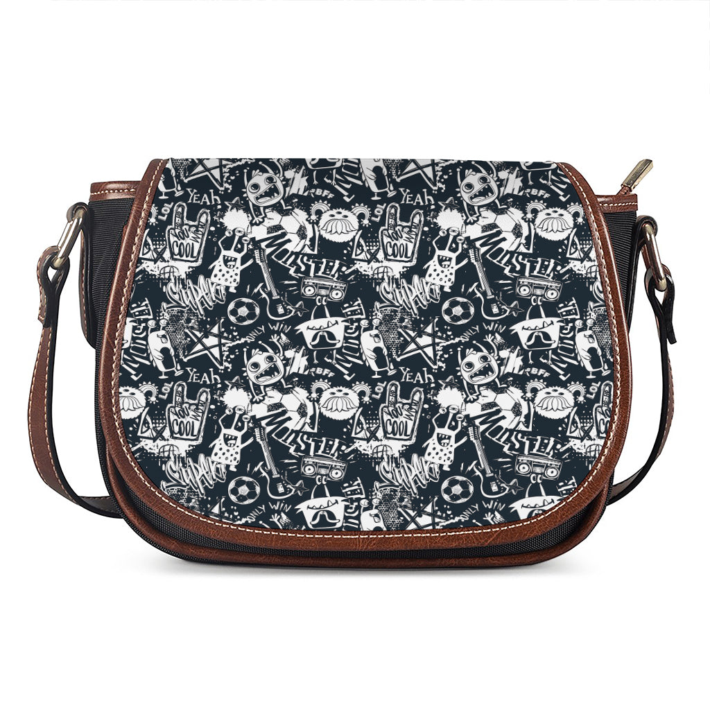 Graffiti Monster Characters Print Saddle Bag