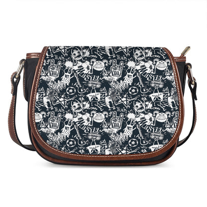 Graffiti Monster Characters Print Saddle Bag