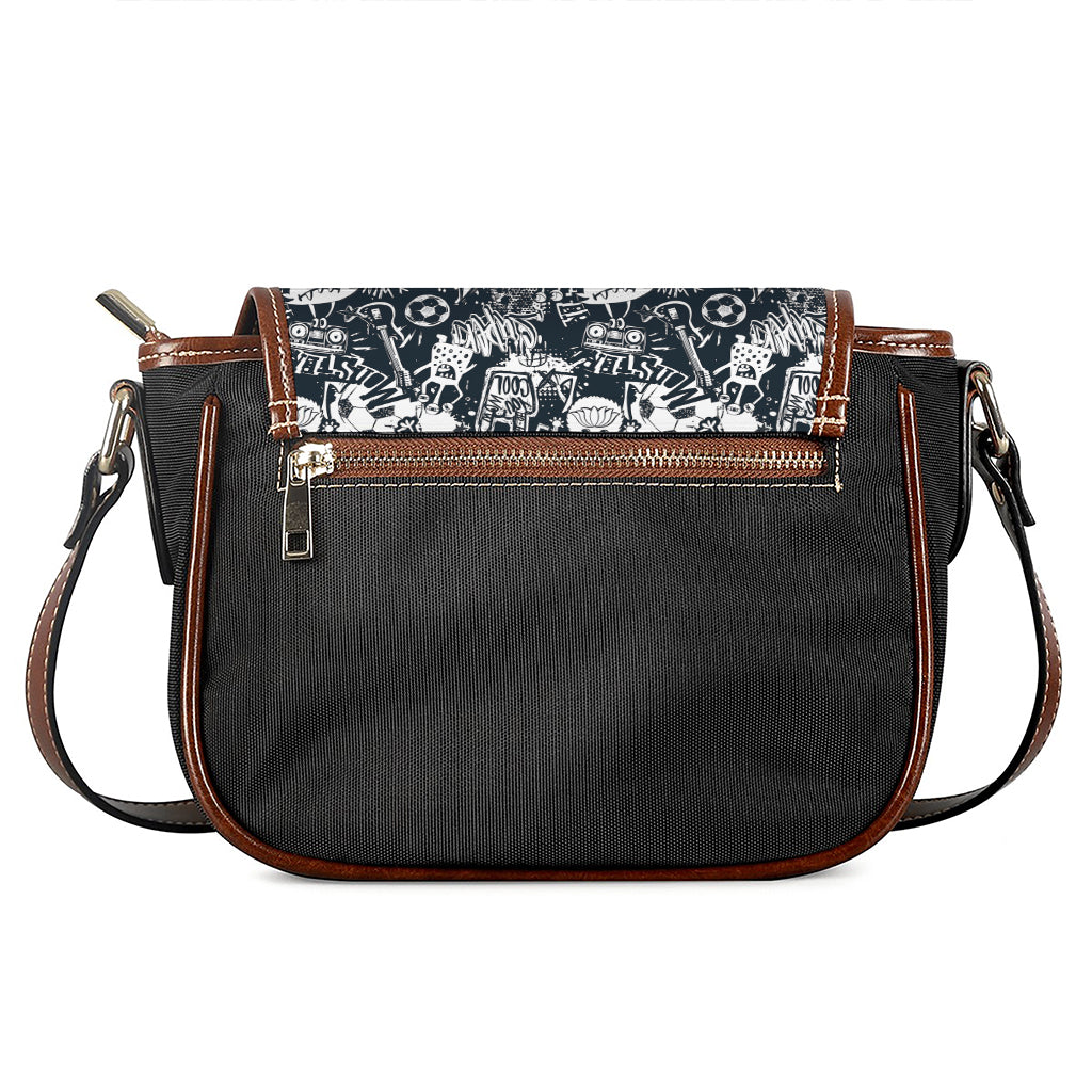 Graffiti Monster Characters Print Saddle Bag