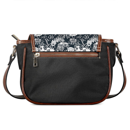Graffiti Monster Characters Print Saddle Bag