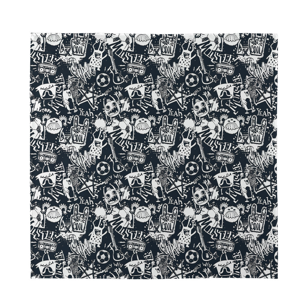 Graffiti Monster Characters Print Silk Bandana
